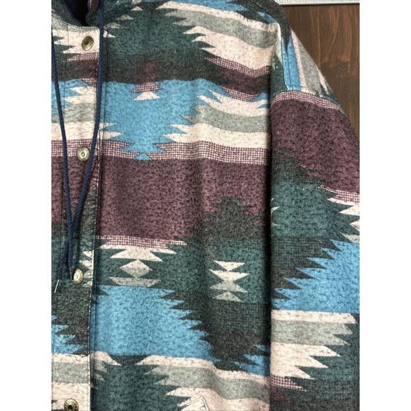 BRAETAN AZTEC SOUTHWESTERN REVERSIBLE COAT RAIN JACKET NAVY MENS LARGE NO TAG - Picture 6 of 9